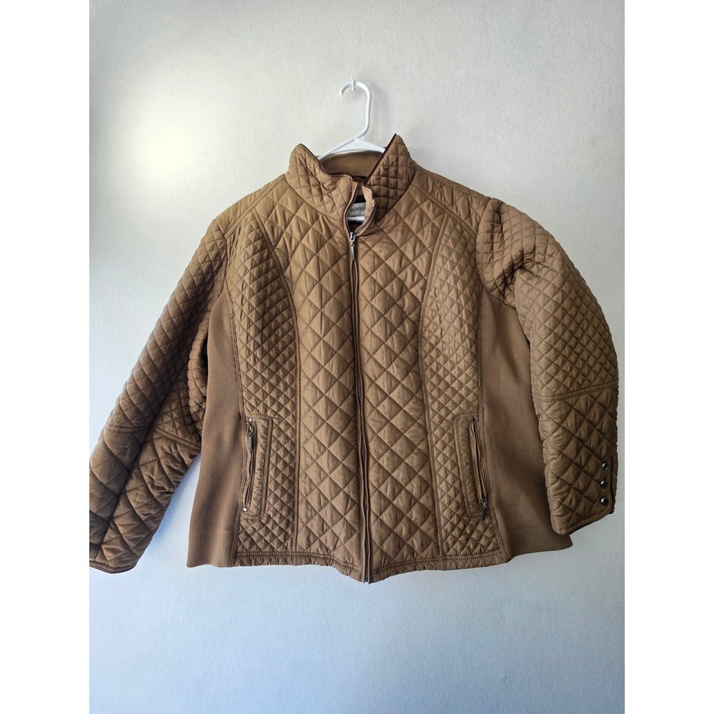 Avenue Womens Brown Quilted Zip Jacket 22/24 Plus Lightweight Puffer Coat